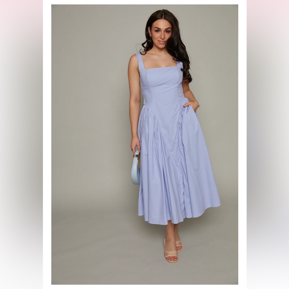 ASTR THE LABEL PERIWINKLE CORSET BACK TIE DRESS